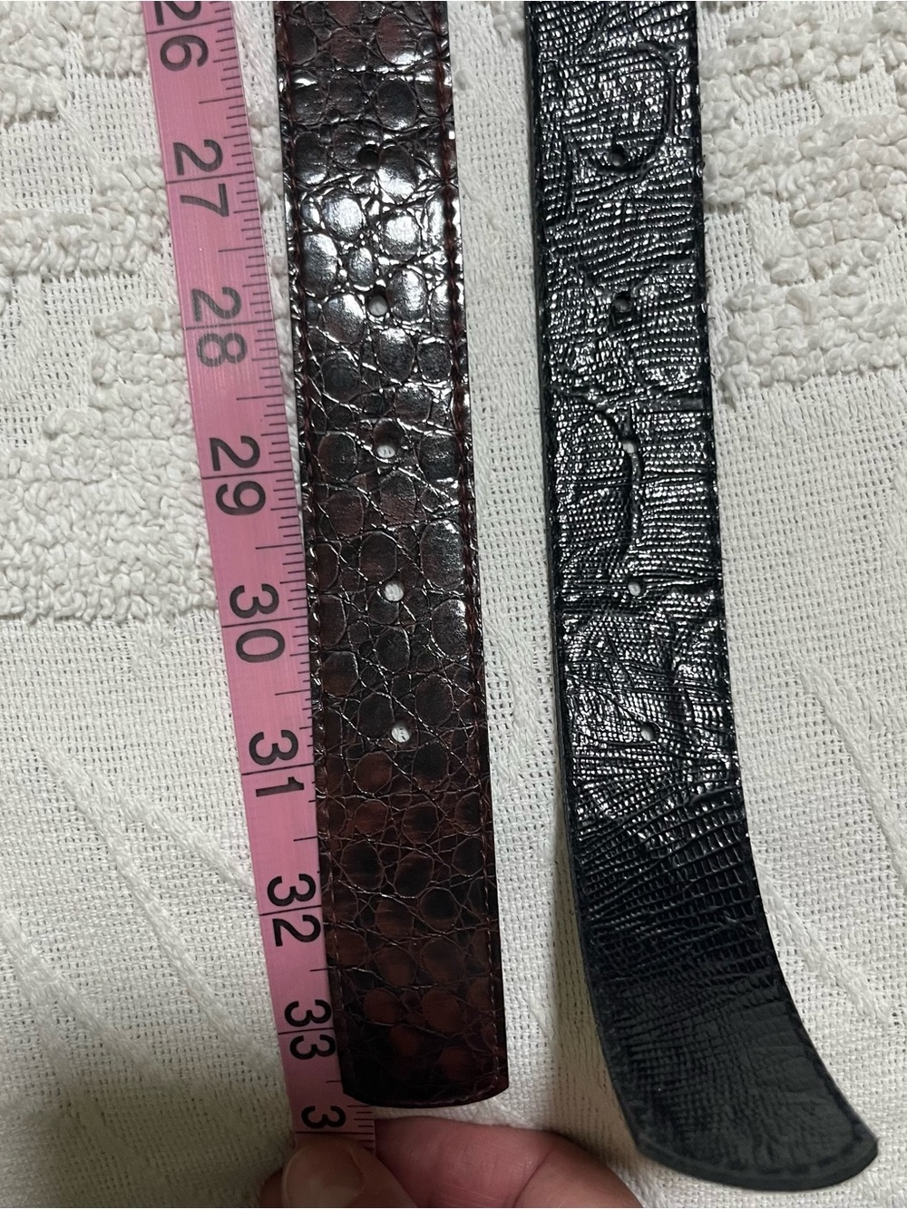 Women’s Leather Dress Belts (2) - 1 Black and 1 Dark Brown, Classic Brass Buckle - Picture 3 of 3